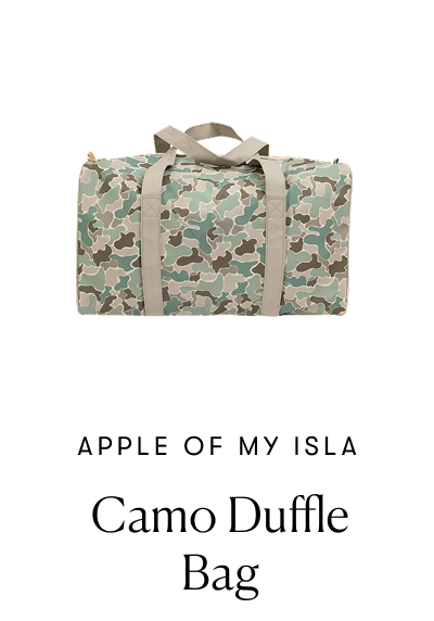 Apple of My Isla: Camo Duffle Bag