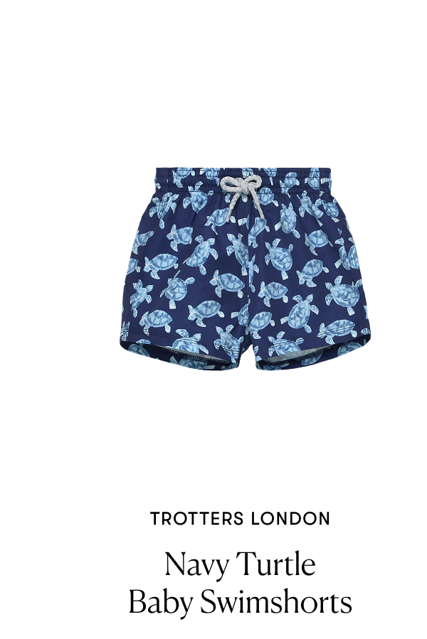Trotters London - Navy Turtle Baby Swimshorts