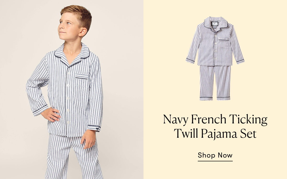 Navy French Ticking Twill Pajama Set