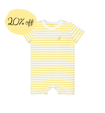baby embroidered stripe pocket shortie - 20% off