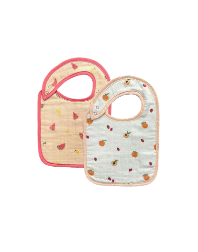 Bamboo Little - Watermelon & Peach Bib Set