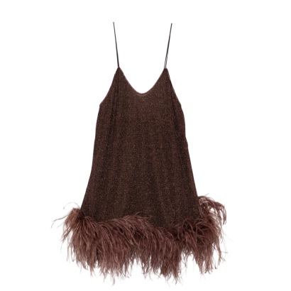 Oseree Feather-Trim Dress