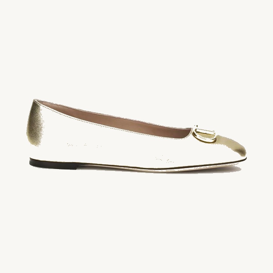 Valentino Garavani — Valentino Garavani VLogo Signature Laminated Nappa Ballet Flat — Gold