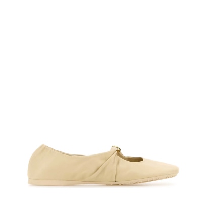 Loewe Cream Nappa Leather Pebble Ballerinas