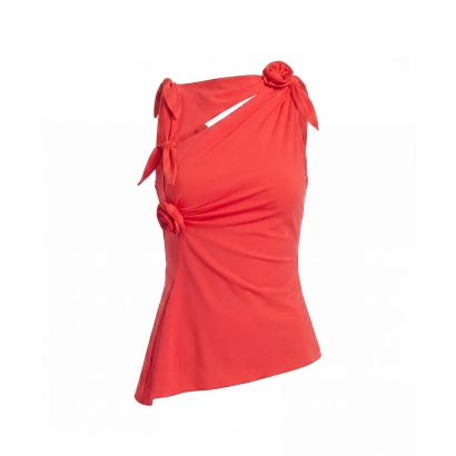 Coperni Asymmetric Flower Knot Top Red Recycled Polyamide