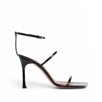 Amina Muaddi Maya Sandals Black Calf Leather