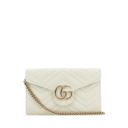 Gucci White Leather Gg Marmont Wallet