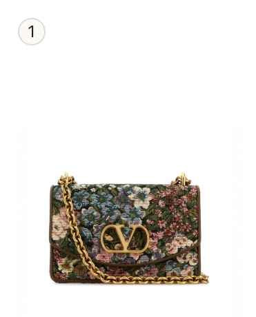 Valentino Garavani Embroidered Fabric Vain Shoulder Bag