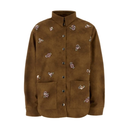 Des Phemmes Camel Synthetic Leather Jacket Brown Giacche E Gilet