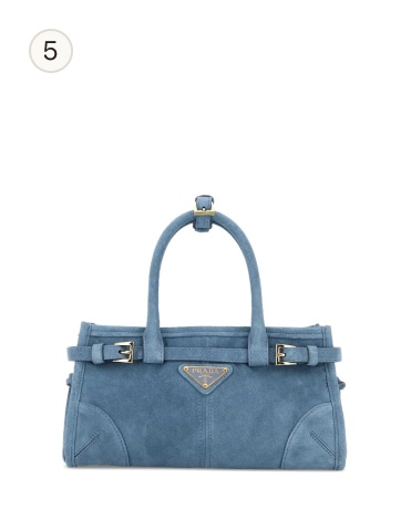 Prada Light Blue Suede Mini Prada Bonnie Handbag