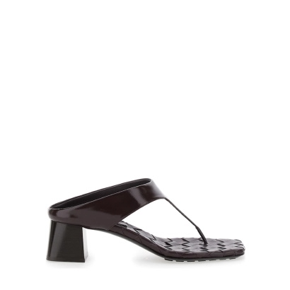 Bottega Veneta Bordeaux Thong Sandals With Kitten Heel