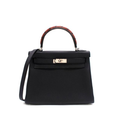 Hermès Limited Edition Kelly 28 Au Galop Noir Togo Palladium