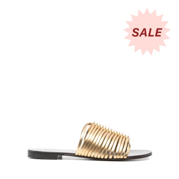 Gold Strappy Slides