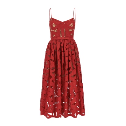 Self-Portrait Red Bow Midi Dress