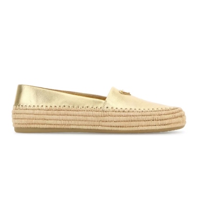 Prada Gold Leather Espadrilles