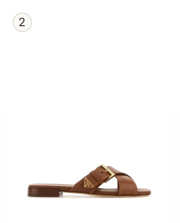 Prada Caramel Leather Slippers
