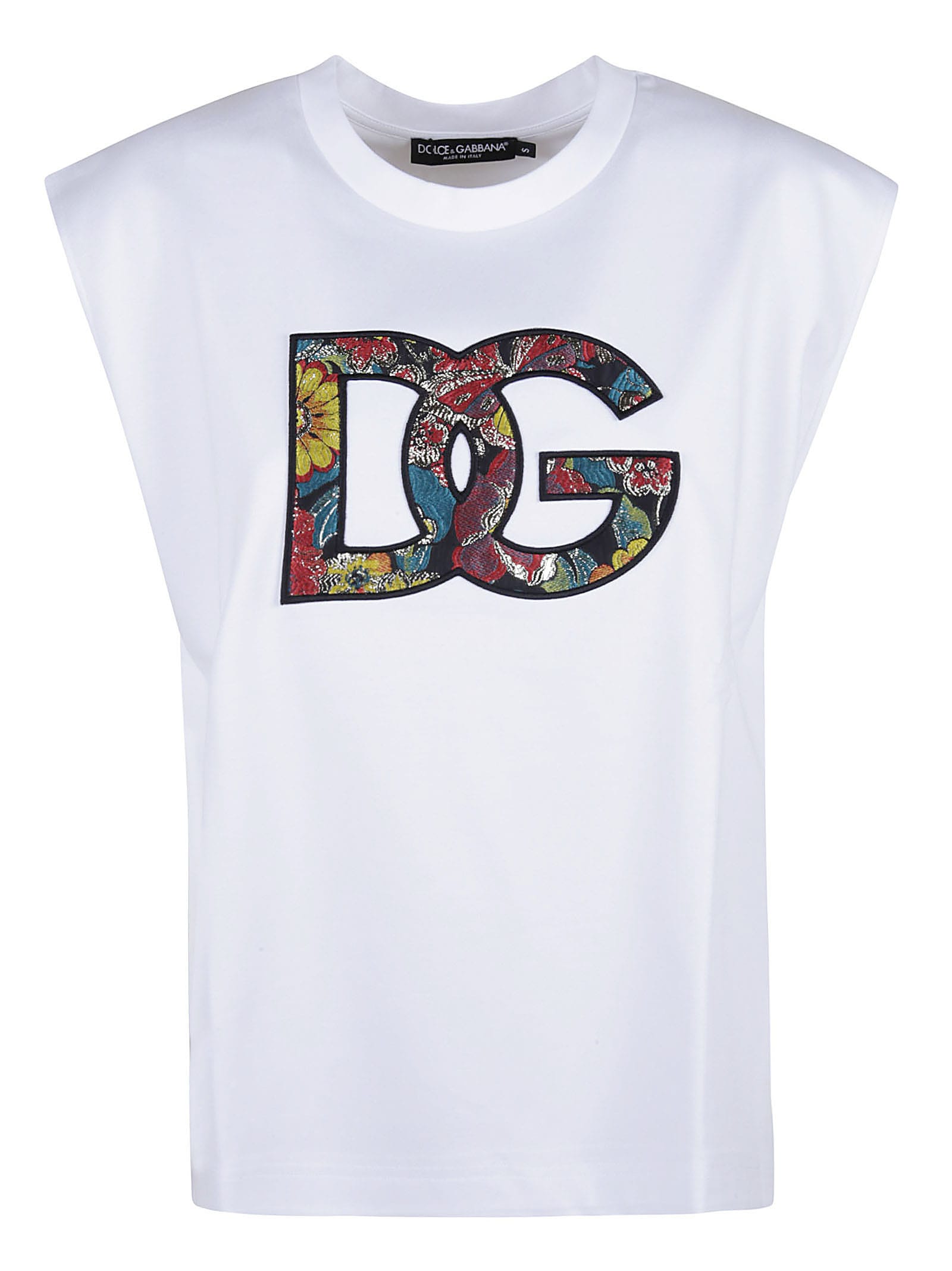 Floral Logo Patched Sleeveless T-shirt