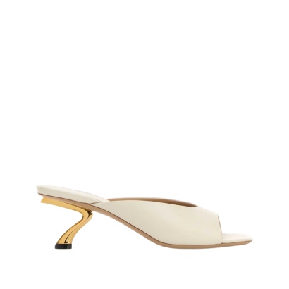 Ferragamo Ivory Leather Igea Mules Mascarpone Scarpe Con Tacco