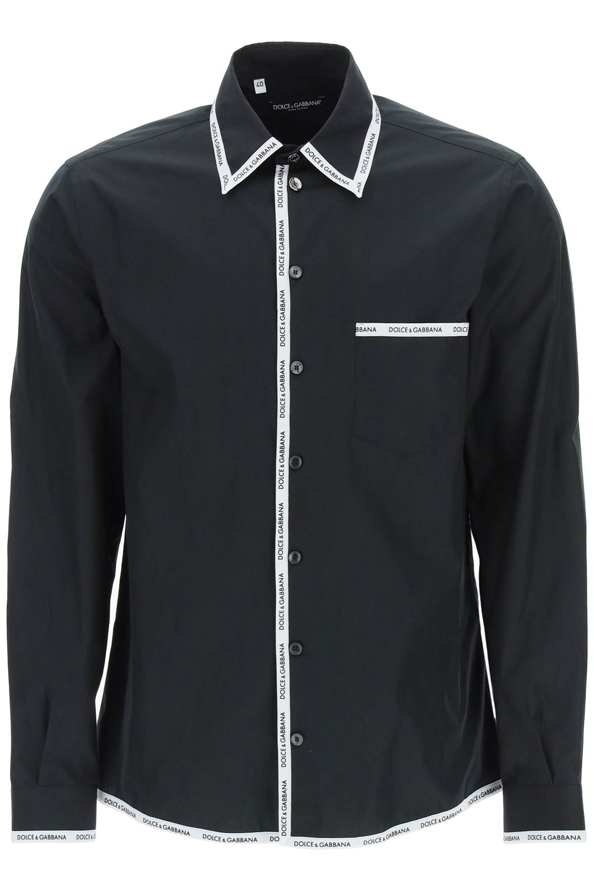 Cotton Shirt With Logo Piping