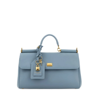 Dolce & Gabbana Light Blue Leather My Sicily Handbag Cartadazucchero1 Pvc Vitello Borse A Mano