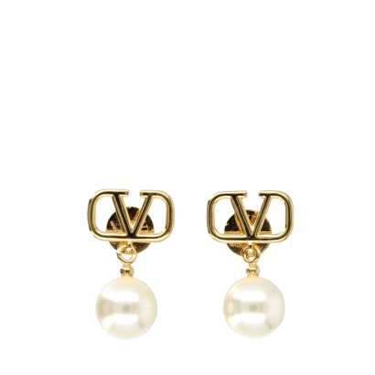 Valentino Garavani VLogo Pearl Earrings Gold Brass