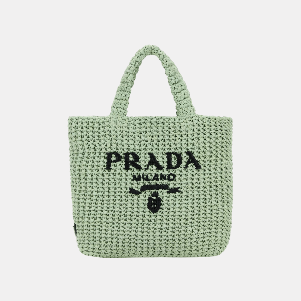 Prada Pastel Green Straw Handbag
