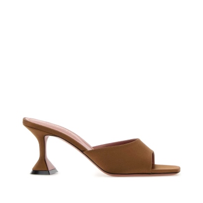 Amina Muaddi Brown Satin Lupita Mules Mocha Sandali
