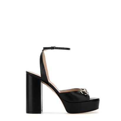 Gucci Black Leather Sandals