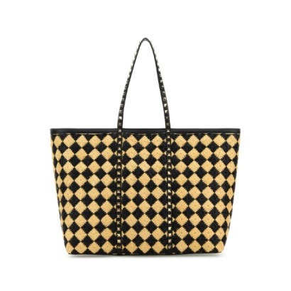 Valentino Garavani Rockstud Raffia Shopping Bag