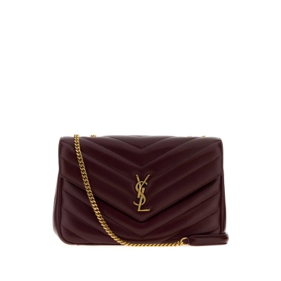 Saint Laurent Burgundy Leather Large Lou Shoulder Bag Lthotwine Borse A Tracolla