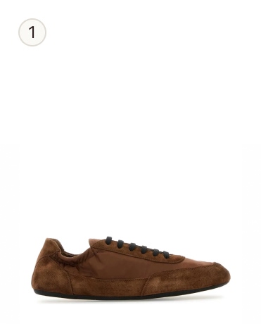 Prada Brown Re-nylon And Suede Collapse Sneakers