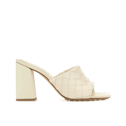 Bottega Veneta Ivory Nappa Leather Parco Mules