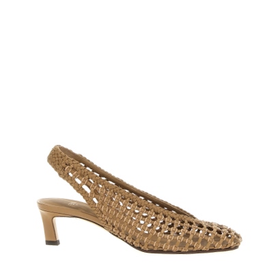 Fendi Braided slingback Brown Calfskin Leather (bos Taurus) Pumps