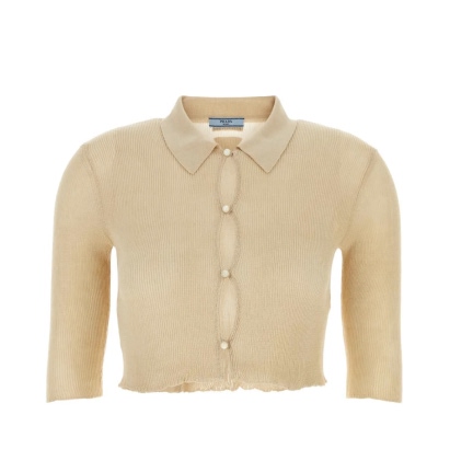 Prada Sand Cropped Cardigan