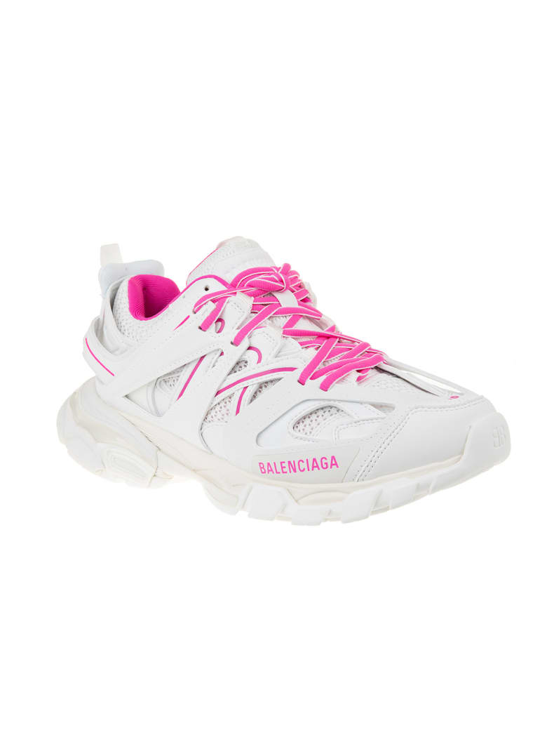 Woman White And Fuchsia Track Sneakers