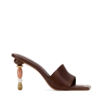 Cult Gaia Brown Leather Mahina Mules Saddle Sandali
