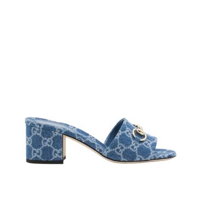 Gucci Blue Cotton Denim Sandals