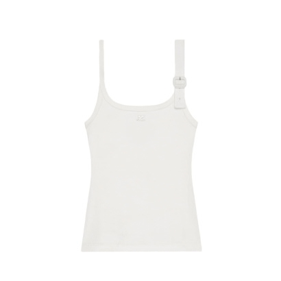 Courreges Top White Cotton Elastane