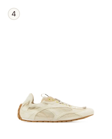 Bottega Veneta Ivory Suede And Fabric Orbit Flash Sneakers