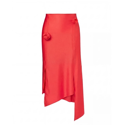 Coperni Flower Asymmetric Skirt Red Polyamide