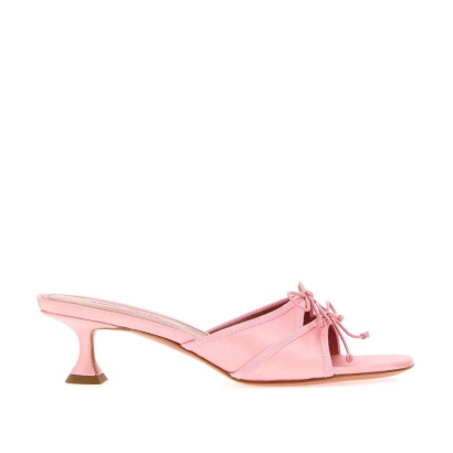 Amina Muaddi Pink Satin Eleonora Mules Babypink Sandali