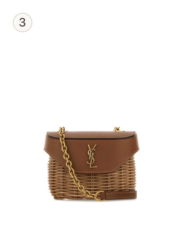 Saint Laurent Two-tone Wicker And Leather Mini Box June Bag