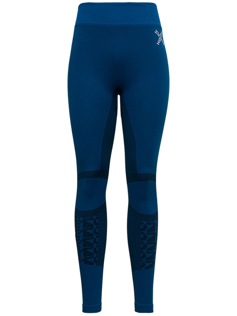 Sport Stretch Fabric Leggings With Logo Print