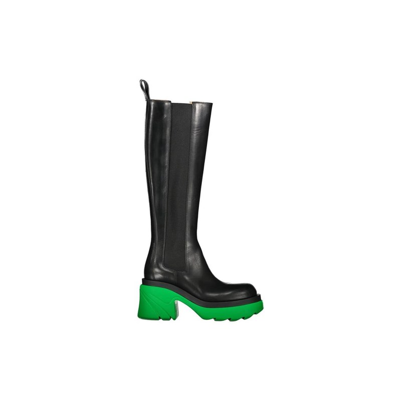 Bottega Veneta Leather Platform Chelsea Boot — Black