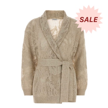 Brunello Cucinelli Beige Crochet Cardigan