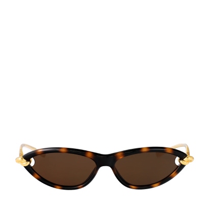 Bottega Veneta Bv1390s Havana-gold-brown Injected Sunglasses