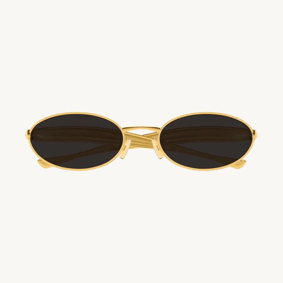 Bottega Veneta — Bottega Veneta BV1386S001 Oval Full Rim Sunglasses — Gold