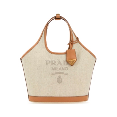 Prada Sand Canvas Tote Bag