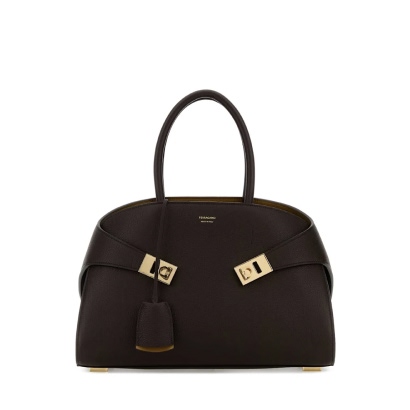 Ferragamo Dark Brown Leather Small Hug Handbag
