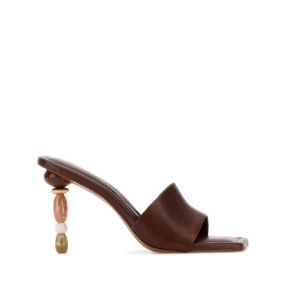 Cult Gaia Brown Leather Mahina Mules Saddle Sandali